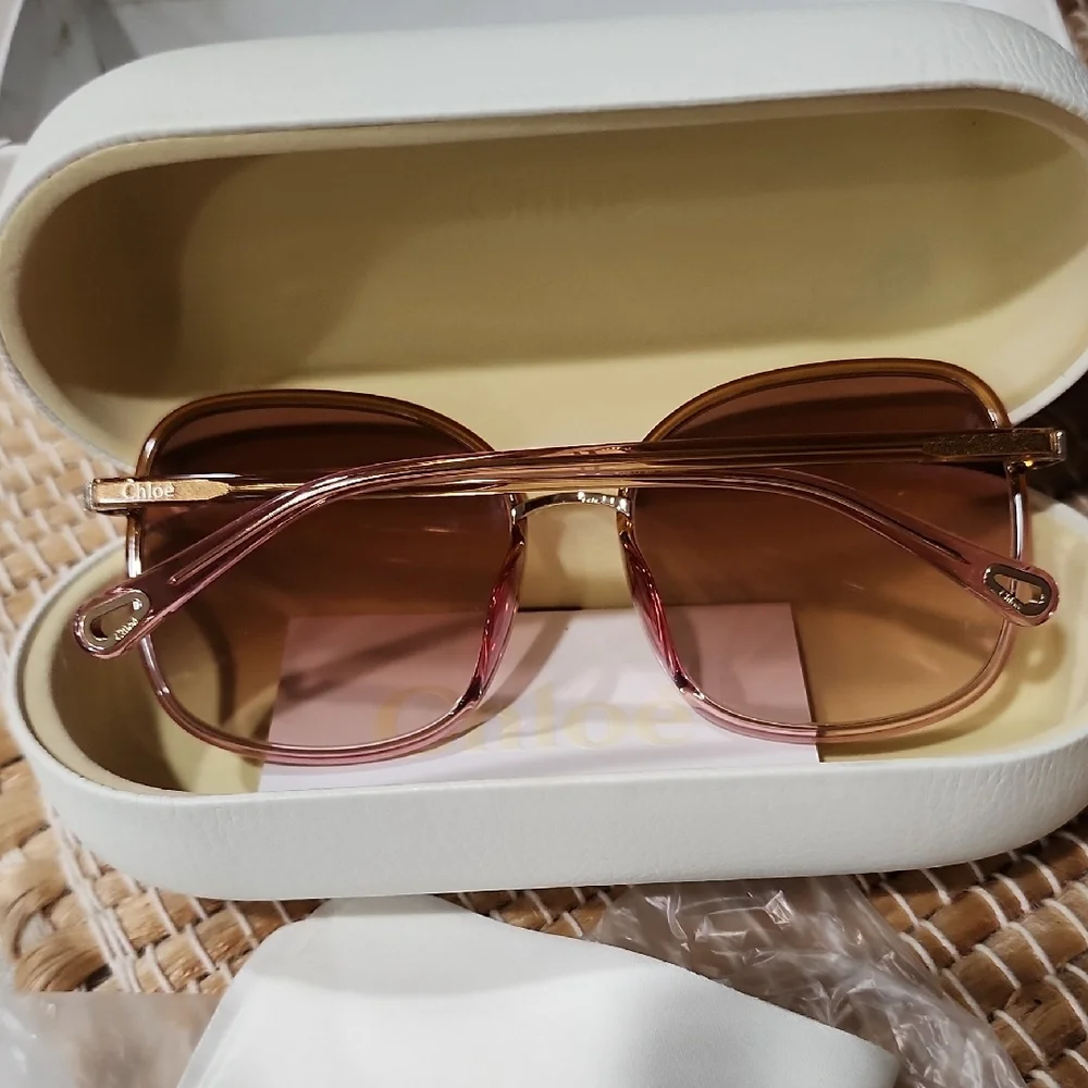 NEW CHLOE CH0031SA 002 59mm Pink Gold Oversized Sunglasses Italy - Picture 10 of 14